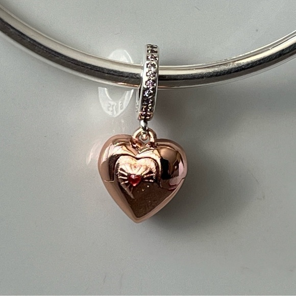 Rose Gold Plated Sterling Silver Reveal Your Love Heart Locket Pendant - Picture 4 of 4
